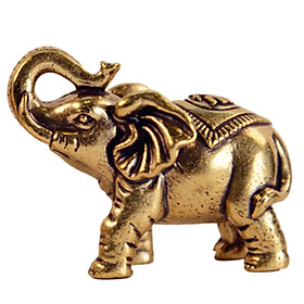 Elephant Statues Figurines Mini Brass Elephant Statue for Home Desktop Decor