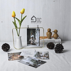 Mua Lọ hoa kết hợp khung ảnh sắt treo postcard  ghi chú decor  in ảnh cá nhân trang trí để bàn ( Tặng kèm hoa tuylip)