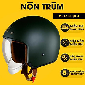 Nón bảo hiểm 3/4 ROYAL M139 có kính âm màu XANH LÍNH NHÁM