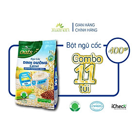 Combo 11 Túi Ngũ Cốc Dinh Dưỡng Canxi Xuân An ít đường 400G 25g 16 gói