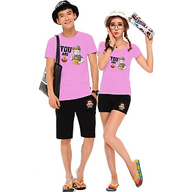 Bộ Áo Thun Đôi Nam Nữ You are Màu Hồng Phấn