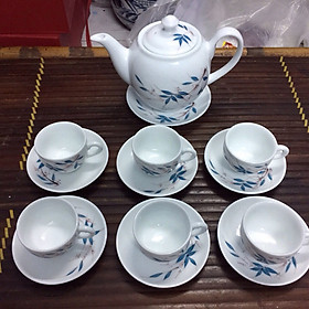 Mua Bộ ấm chén gốm Bát Tràng vẽ trúc