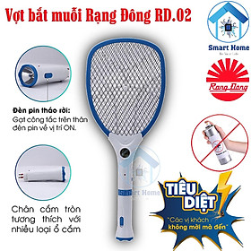 Vợt Muỗi Thông Minh Rạng Đông RD.02 2 Trong 1 Tích Hợp Đèn Pin và Vợt Bắt Muỗi - Hàng Chính Hãng