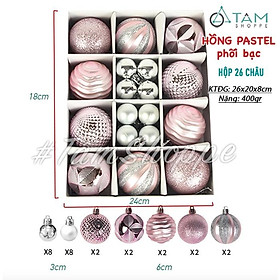 Mua Hộp 26 trái châu Noel màu Pastel 2 kích cỡ ĐK3-6cm X-TRCH-18