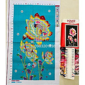 Mua Tranh thêu kín Hoa sen hồng nền đen KM004  kích thước 50 x 80 cm