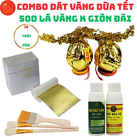 [SIÊU HOT] Combo Dát vàng 15 trái dừa chưng Tết 500 lá K GIÒN ĐÀI đẹp nhất trong các loại lá dát vàng