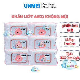 Combo 6 Gói Khăn Uớt Aiko Hồng Không Mùi 100 Tờ/gói