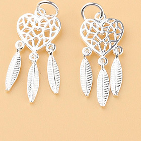 Combo 2 cái charm bạc dream catcher hình trái tim treo - Ngọc Quý Gemstones