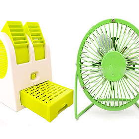 Mua Combo quạt điều hòa mini khay đá 2 cửa và Quạt mini lồng sắt để bàn