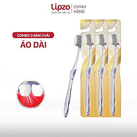 Combo 03 Bàn Chải Đánh Răng Lipzo Áo Dài Dành Cho Người Lớn Công Nghệ Chỉ Tơ Xoắn Kép Kháng Khuẩn Siêu Mảnh