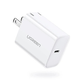 sạc nhanh cổng usb type c power delivery chân sạc chuẩn US xếp được màu trắng Ugreen 137DV70226CD 18W PD hàng chính hãng