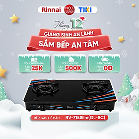 Bếp gas dương Rinnai RV-715Slim(GL-SC) mặt bếp kính và kiềng bếp men - Hàng chính hãng.