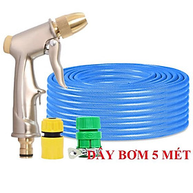 Bộ dây vòi xịt bơm nước tưới rửa , tăng áp 3 lần, loại 3m, 5m 206701-1 đầu đồng,cút,nối nhựa v+  móc khoá
