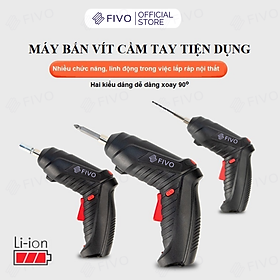 Máy Bắn Vít Không Dây Cầm Tay FIVO, Linh Động 2 Kiểu Dáng, Tặng Kèm Dây Sạc Và 2 Đầu Vít, Nhỏ Gọn Tiện Dụng