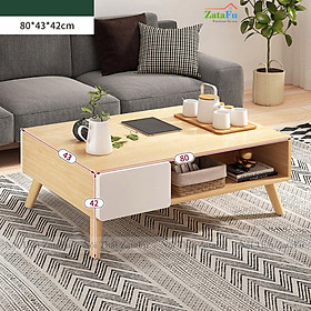 Bàn Trà Sofa Ngồi Bệt Chân Gỗ BSF-09 - 100 x 50 x 42cm - Vân gỗ sáng cánh trắng