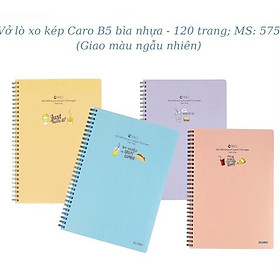 Vở lò xo kép B5 120 trang, vở caro - lined Klong bìa nhựa màu pastel siêu xinh - Vpp Thiên Ái