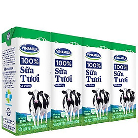 COMBO 6 LỐC SỮA TƯƠI TIỆT TRÙNG VINAMILK 100% CÓ ĐƯỜNG - LỐC 4 HỘP X 180ML