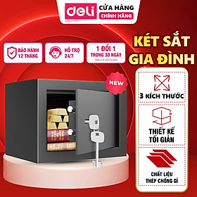 Két Sắt Mini Chính Hãng Deli, Két Sắt Gia Đình 3 Kích Thước Khóa Chống Trộm An Toàn Bảo Mật Cao - ET560 - 17x17x23cm
