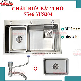 Mua Chậu rửa chén bát 1 hố lớn inox sus304 75x46cm Valenza dày 3li kèm khay inox  bộ xả to thoát nhanh ngăn mùi