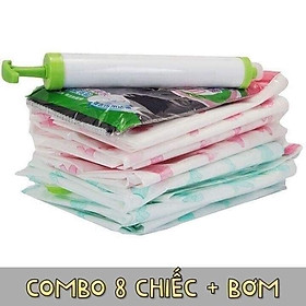 Combo 8 chiếc túi chuyên dụng đựng chăn màn quần áo hút chân không tiết kiệm tối đa không gian tủ quần áo gia đình, tránh ẩm mốc, bụi bẩn (Kèm bơm tay)