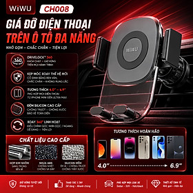 Giá đỡ điện thoại DriveLock 360° trên ô tô xe hơi WIWU CH008 CAO CẤP KẸP TRỌNG LỰC TỰ ĐỘNG CHỐT MÓC KHÓA iPhone Samsung Xiaomi Oppo - Hàng nhập khẩu