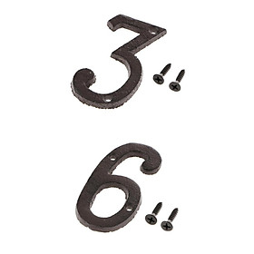 Hình ảnh 3 &6 Wrought Iron House Number,Matching Screws Included Black