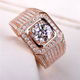 Nhẫn nam vàng hồng 18K mạ vàng hồng 2 Carat QYP0038