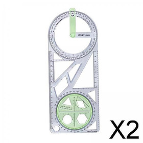 2xGeometric Ruler Drawing Ruler Measuring Stencil for Artists Sewing Office