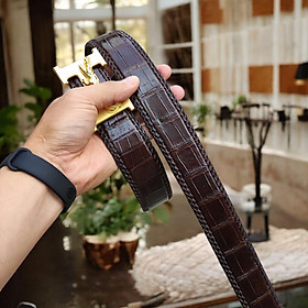 Dây nịt da bụng cá sấu liền tấm 4cm H29N1