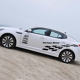 Bộ Tem Decal WRC Kẻ Sọc ô Cờ Dán Sườn Xe ô Tô Perfect Motor MS-126