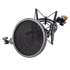 Mic Wind Screen Mask Shied Pop Filter With Microphone Shock Mount Black