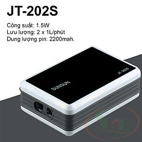 Máy sủi oxy tích điện Sunsun JT 202S, 203S sủi bình ắc quy 1, 2 vòi siêu êm bể cá tép