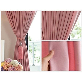 Mua Rèm Cửa Vải Thô Màu Hồng Phấn Dịu Dàng – Rèm Dán Tường Nhiều Kích Thước