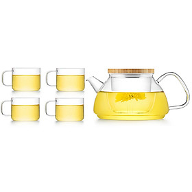 Bộ bình trà hoa thủy tinh Samadoyo T92 600mL