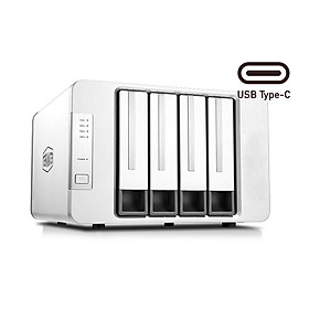Bộ lưu trữ dữ liệu DAS TerraMaster D4-300 Single Disk (NO RAID), USB-C 3.1 5Gbps, 4 khay ổ cứng Single - Hàng chính hãng