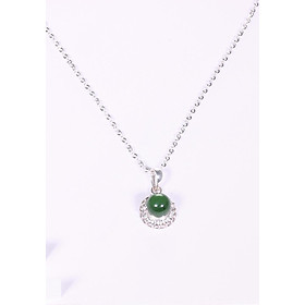 Mặt dây chuyền bạc hạt tròn đá ngọc bích mệnh hỏa, mộc - Ngọc Quý Gemstones