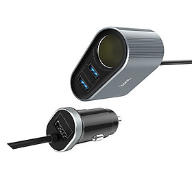 Mua Tẩu sac điện thoại trên xe hơi ba đầu ra usb dài 1.2m ( 2 màu) - Hàng chính hãng