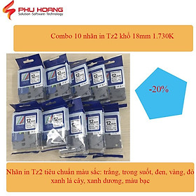 Mua Combo 10 nhãn in Tz2  Hze  Pze khổ rộng 18mm  đa lớp  chống thấm nước  chống trầy xước