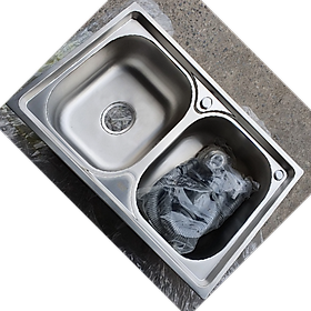 Mua CHẬU RỬA BÁT 2 HỐ 78x43 INOX BÓNG ĐẸP GIÁ RẺ KÈM XI PHÔNG ỐNG XẢ