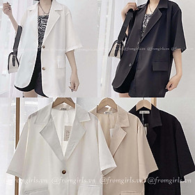 Hình ảnh Áo blazer nữ cộc tay ,áo vest nữ cộc tay chất mát dáng rộng 2 khuy xinh xăn