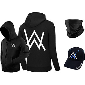 Combo Alan Walker 3 Món Áo Khoác, Nón, Khăn Bịt Mặt Đen Trơn