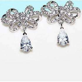 Bông tai nơ xinh nạm đá zircon BHBT271