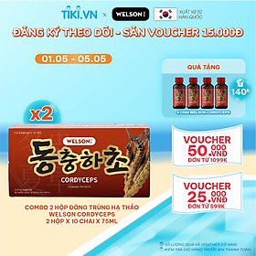 Combo 2 Hộp Nước đông trùng hạ thảo Hàn Quốc hỗ trợ tăng đề kháng Welson Cordyceps 2 x 10 chai x 75ml