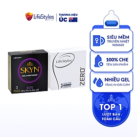 Bộ 2 Hộp Bao Cao Su LifeStyles SKYN ELITE Non-latex Siêu Mỏng Siêu Mềm Cao Cấp Hộp 3 bao