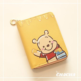 Ví nữ mini cầm tay Chacha Sweet hình Gấu Pooh vàng siêu cưng nhiều ngăn nhỏ gọn bỏ túi đựng tiền đựng thẻ