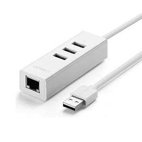 Mua Cáp chuyển đổi USB 2.0 Sang 1*Lan RJ45 hổ trợ 10/100Mbps  3*USB 2.0 dây dài 30cm màu Trắng Ugreen UNW30297CR129 hàng chính hãng