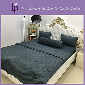 [Hàng Tặng Không Bán] Bộ 4 Món Ga Gối Thun Mát Mềm,Mịn Cao Cấp Lan Bedding_Màu Xám Chì