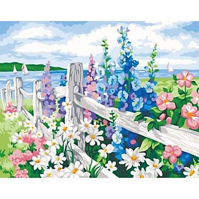 Mua Tranh tô màu theo số Tranh sơn dầu số hoá hình hoa size 40*50cm kèm khung