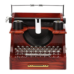 Retro Typewriter Shape Clockwork Spring Music Box Toy Desk Decor for Home Office