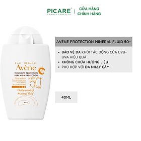 Sữa Chống Nắng Vật Lý Bảo Vệ Dành Cho Da Nhạy Cảm Avène Very High Protect Mineral Fluid SFP50+ 40ml